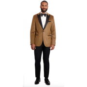 Couture 1910 VELVET 1B SATIN PEAK GOLD TEXTURE Jacket and Contrasting Black Pants